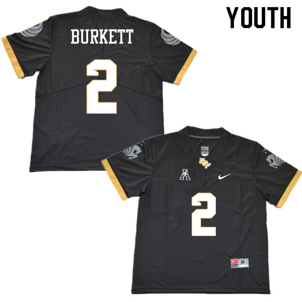 Youth #2 Chequan Burkett UCF Knights College Football Jerseys Sale-Black - Click Image to Close